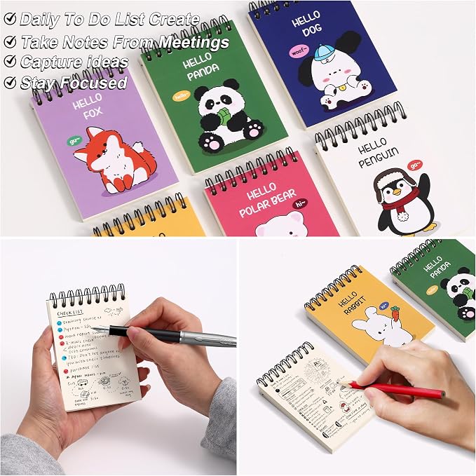 Blank Page Journal 8pcs Small Blank Journal Unlined Mini Spiral Note Pads Mini Top Spiral Notebook 3.1" X 4.3" Small Notebook Unlined Pocket Notebook Blank Pages Spiral Notepads 160 Pages Unlined Notebook Little Memo Steno Note