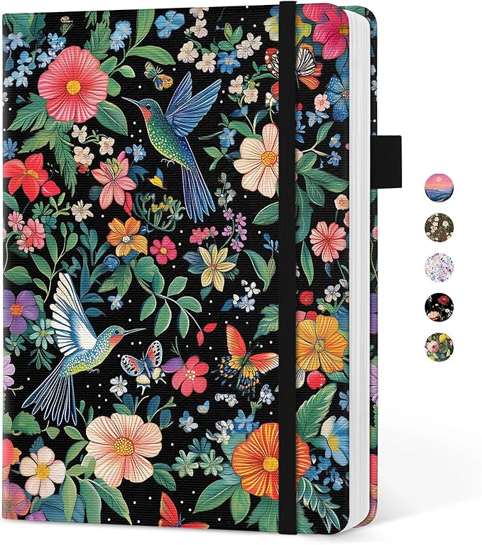 Taja Aesthetic Lined Journal for Women, Pretty 6" x 8" Notebook for Work & Note with 160 College Ruled Pages, Hardcover Leather Notebook for Journaling, Note Taking, Bible Study, Hummingbird