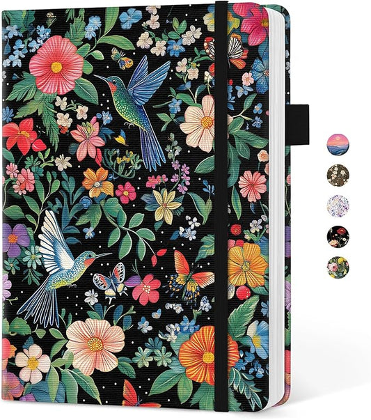 Taja Aesthetic Lined Journal for Women, Pretty 6" x 8" Notebook for Work & Note with 160 College Ruled Pages, Hardcover Leather Notebook for Journaling, Note Taking, Bible Study, Hummingbird