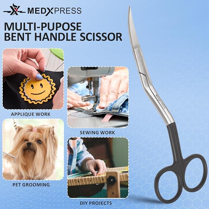 Bent Handle Double Curved Embroidery Scissors 6 Inch Stainless Steel Embroidery Scissors for Fabric Stitches and Crafting Machine Embroidery Sewing Applique scissors.