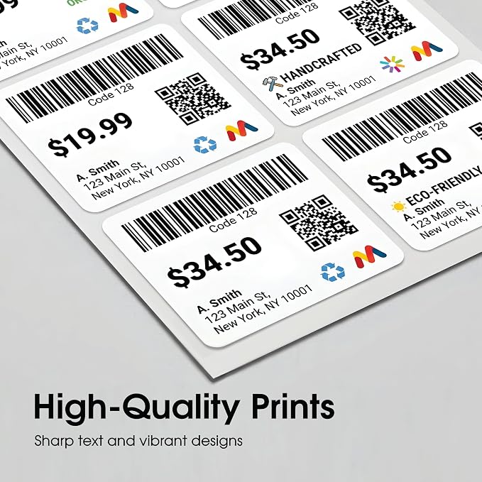 4" X 3.33" Matte White Printable Shipping Labels (500 Sheets, 3000 Stickers) Address and Mailing Labels for Laser & Inkjet Printers - Spartan Industrial Template R015