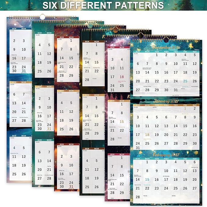 2027 Calendar - 3 Month Calendar 2027 Vertical Display (Folded in a Month) | Jan.2027 - Dec.2027, 11" x 26", 2027 Wall Calendar Large, 3 Month Wall Calendar 2027 Lay- Flat with To-do & Notes - Green