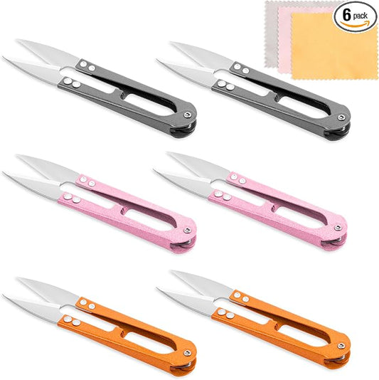 6 Pcs 4.1 Inch Sewing Scissors Thread Snips, High-Carbon Steel Yarn Snips, Thread Snippers, Sewing Snips Thread Cutter Scissors for Stitch, Knitting, Mini DIY Supplies, Crafts