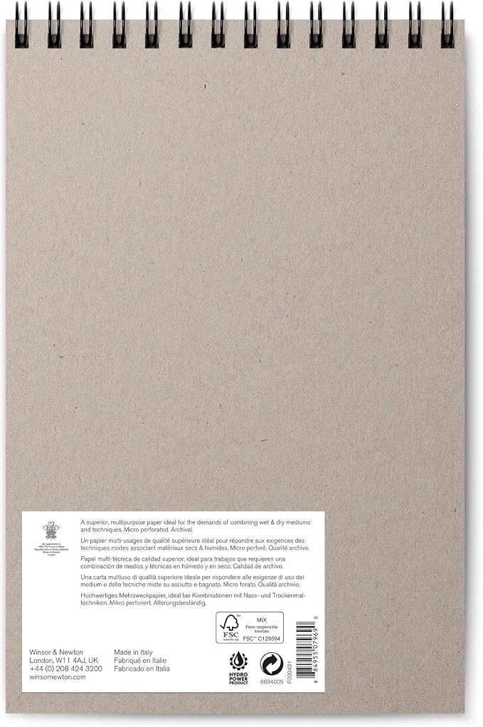 Winsor & Newton Professional Mixed Media Pad, 7" x 10", 30 Sheets, 250gsm, White