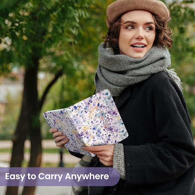 Taja Aesthetic Lined Journal for Women, Pretty 6" x 8" Notebook for Work & Note with 160 College Ruled Pages, Hardcover Leather Notebook for Journaling, Note Taking, Bible Study, Purple Blocks
