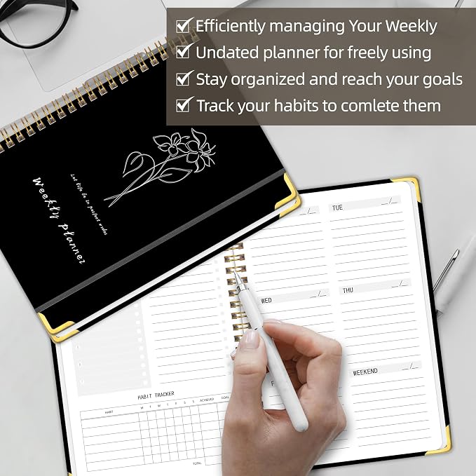 TREES Undated Weekly Planner, Weekly To-Do List, Goal and Habit Tracker | 5.8" x 8" Spiral-Bound Organizer for Weekly Goals, Tasks and Habits, Designed for Work, School and Everyday Planning