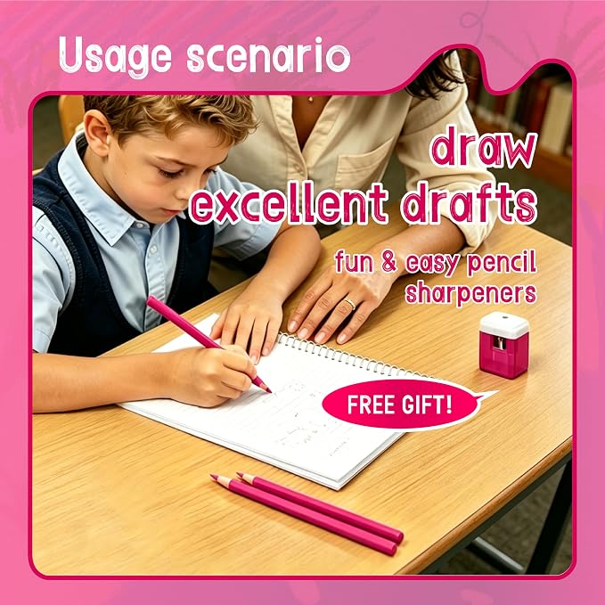 24Piece Pink Colored Pencils Set with Sharpener, Pre-Sharpened Professional Wooden Art Pencils for Artists Drawing and Sketching, Premium Colored Tone Supplies Delivering Detailed Painting(Pink)