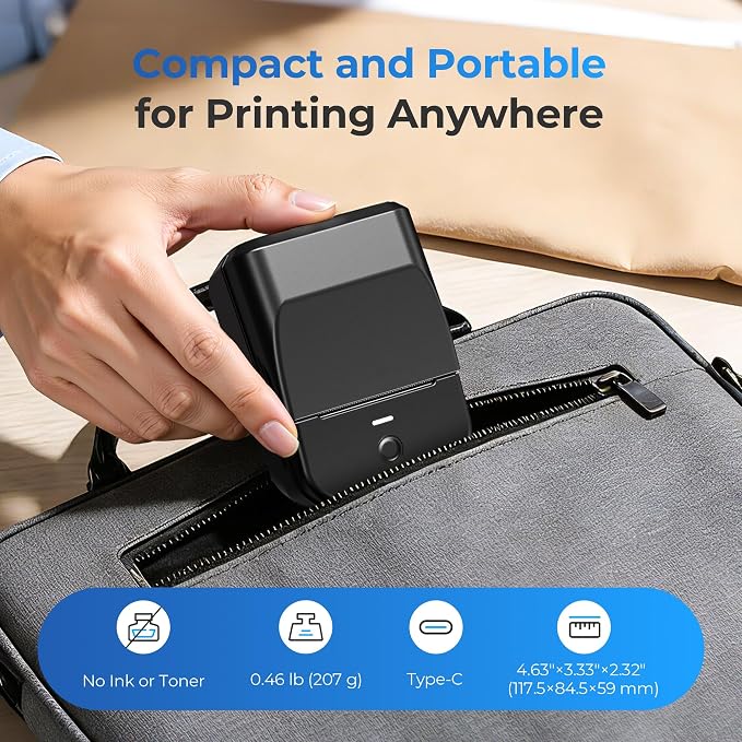 PM240 Label Maker Machine with 3 Tapes, Label Printer Black, Set 2 | 2'' Bluetooth Thermal Sticker Label Maker for Small Business, Home, School, Office Safety Label Maker with Multiple Templates