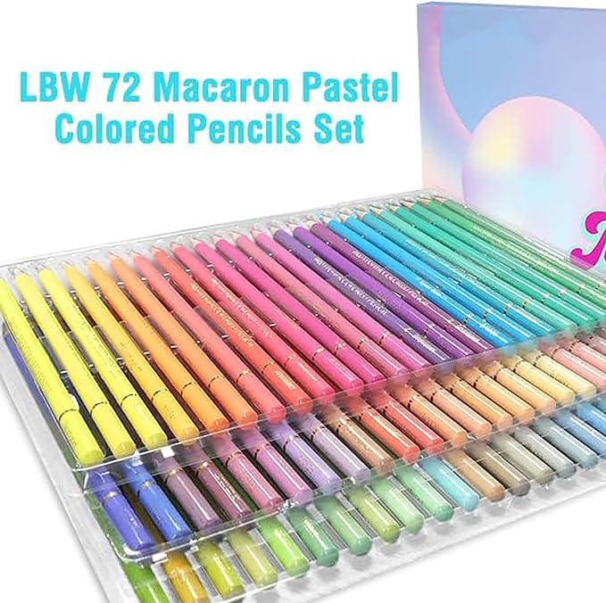 2026 New 72 Macaron Pastel Colored Pencils Set Soft Core Macaron Colors for Adults Coloring Books Beginners Blending Shading Sketching