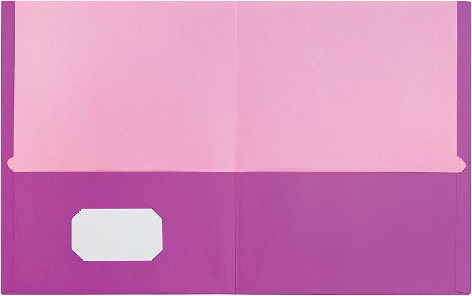 Oxford 2 Pocket Folders, Textured Paper, Assorted Colors (Blue, Purple, Teal, Orange, Pink), Contrasting Interior, Letter Size, 25 Per Box (53274EE) (Pack of 8)