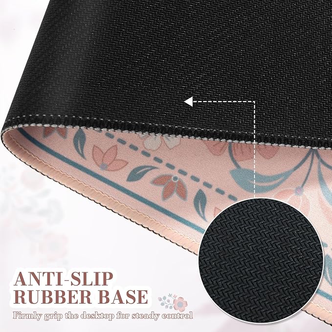 iCasso Desk Mat for Keyboard and Mouse, Large Mouse Pad, Desk Pad Mat, Anti-Slip Big Mousepad with Stitched Edges for Computer Desktop(Peach Pink)