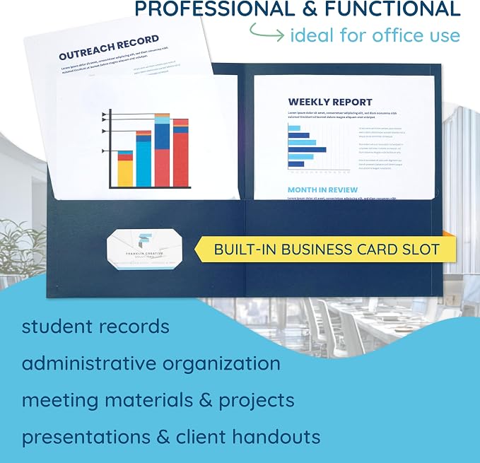 Blue Summit Supplies 100 Paper 2 Pocket Folders, Letter Size, Assorted | Durable paper, 2 pockets, letter size, for school, office, and presentation use