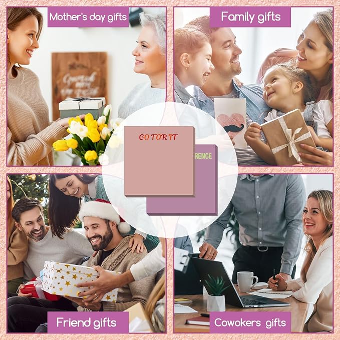 Yinder 24 Pcs Sticky Notes Gifts Bulk,Motivational,Morandi Color