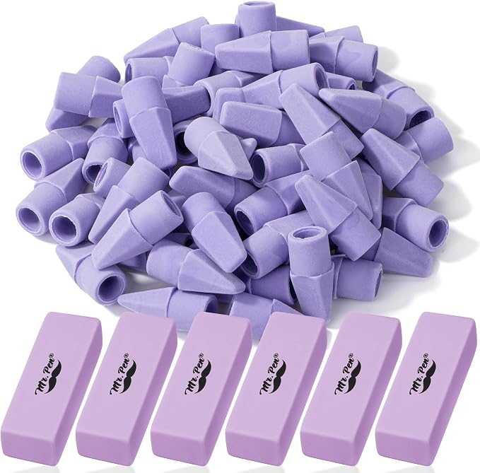 Mr. Pen- School Eraser Combination Set, 66 Pack, Purple | Latex Free Erasers for School, Office, Art Sketching, Homework, Exams, Clean Smudge-Free Correction