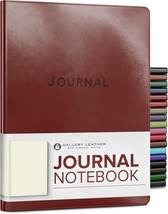 Gallery Leather Journal Notebook - 192 Pages, Softcover, For Men and Women | For Writing, Work & Travel, Handcrafted - Acadia Tan - 9.75 x 7.5, Large Grid