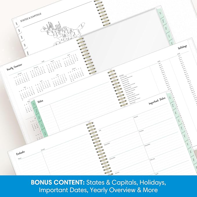 Blue Sky 2026-2027 Weekly & Monthly Academic Planner, 8.5"x11", Laurel | July 2026 - June 2027, Flexible Cover, Wirebound, Laminated Tabs, Storage Pocket, Academic Year