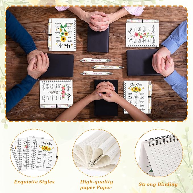 Colarr 24 Sets Christian Notebooks Bulk Christian Gifts for Women Pen and Notebook Gift Set Religious Prayer Journal for Woman Church Scripture Note Books with Bible Verse Pens(You Are)