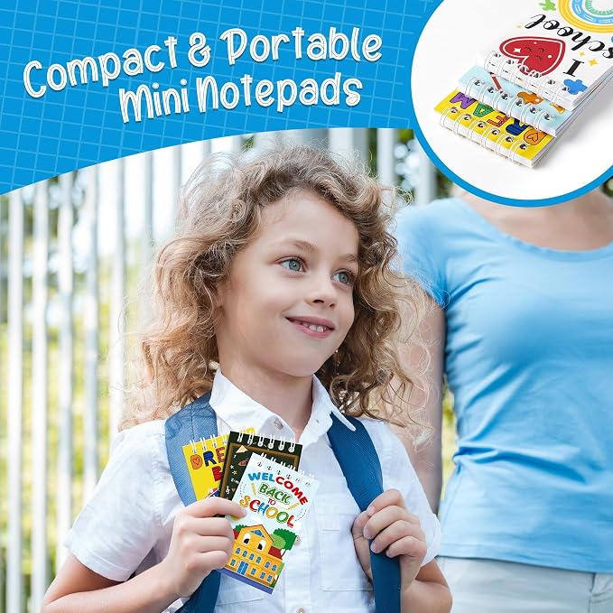 24Pcs Back to School Mini Notebooks First Day of School Gifts for Kids | Colorful Pocket Spiral Notepads Memo Pads Teacher Rewards Gifts Goodie Bag Stuffers Classroom Party Favors for Students
