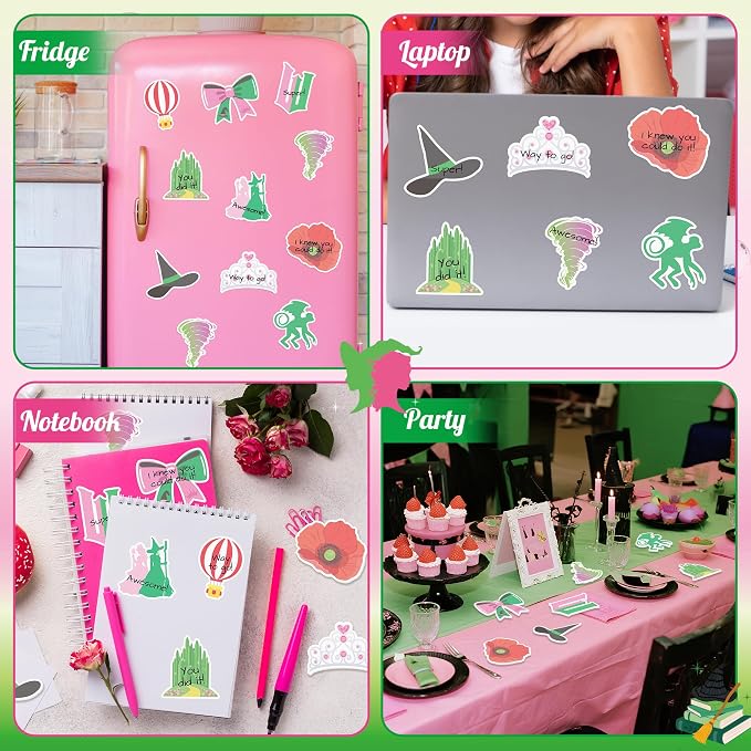 AgincBerry Princess Witch Sticky Notes - 30PCS Pink and Green Witch Musical Self-Stick Note Back to School Stationery Gift, Magic Princess Writing Sticky Notepad for Office Party Goodie Bag Fillers