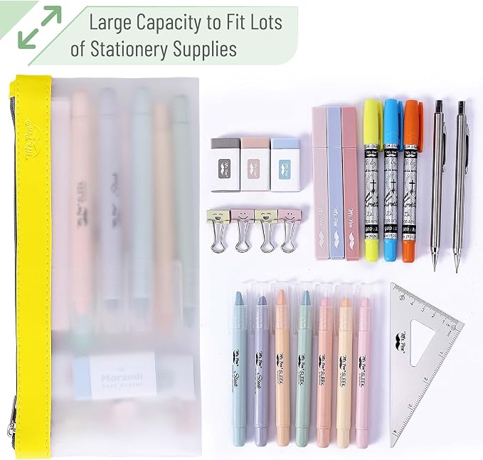 Mr. Pen- Clear Pencil Pouch, 8.50"x4.25", 6 Pack, Durable TPU Material | Medium Water-Resistant Pencil Bags with Smooth Zipper, Multipurpose Clear Pouch for Stationery, School, Office