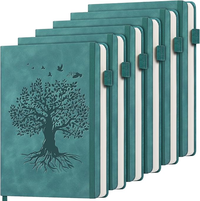 6 Pack Lined Journal Notebook for Women Men, A5 Hardcover Leather Journals for Writing, 200 Pages Thick Paper, Daily Journal Notebook for Work, School, Note Taking, Business, Travel, College Ruled