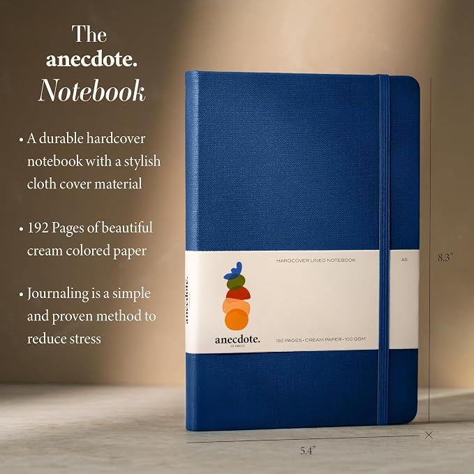 ANECDOTE. Lined Journal Notebook, 192 Pages, A5 size: 8.3" x 5.4", Thick 100 GSM Paper, Ruled, Hardcover. Journal for Women and Men, Perfect Notebook for School, Work and Travel (Royal Blue)