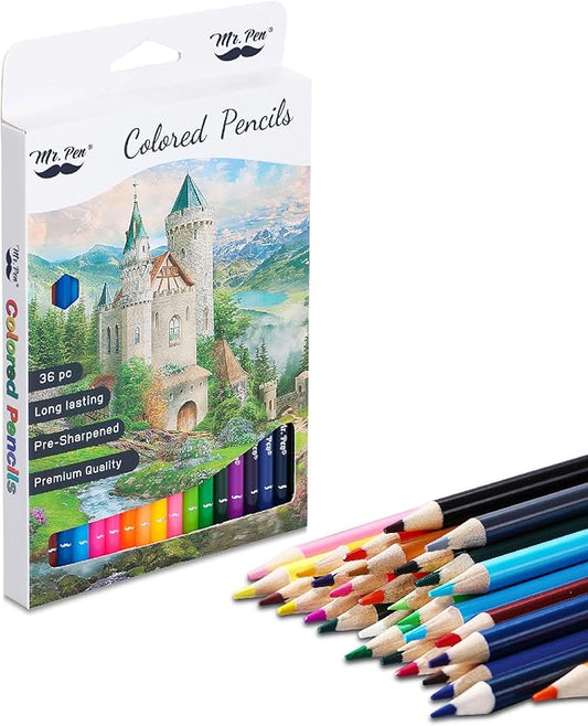 Mr. Pen- Colored Pencils for Adult Coloring Books, 36 Pack | Soft Core Color Pencils for Adult Coloring Book, Drawing, Sketching, Blending & Shading-Art Supplies