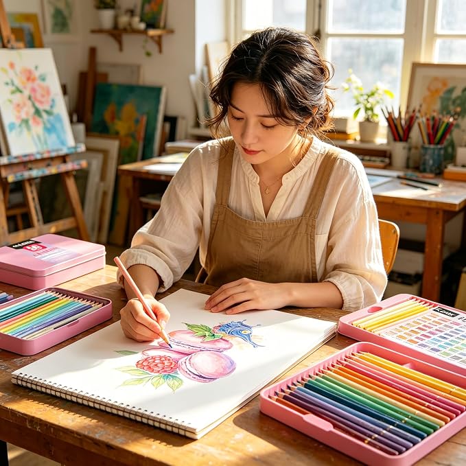 2026 new Colored Pencils Set of 50 Pastel Colors for Adults and Kids, Soft Core Artist Pencils for Drawing Sketching Shading Coloring, Numbered and Portable Tin Case
