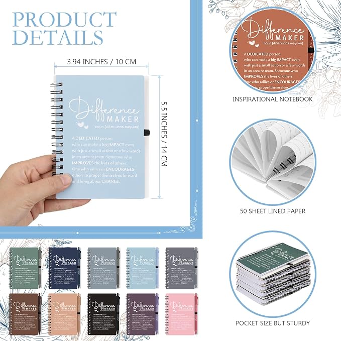 Tellingyou 20 Sets Difference Maker Employee Appreciation Gift for Coworker to Do List Notebooks with Ballpoint Pen Note Pads Journal Back to School for Teacher Nurse Staff Team (Office Color)