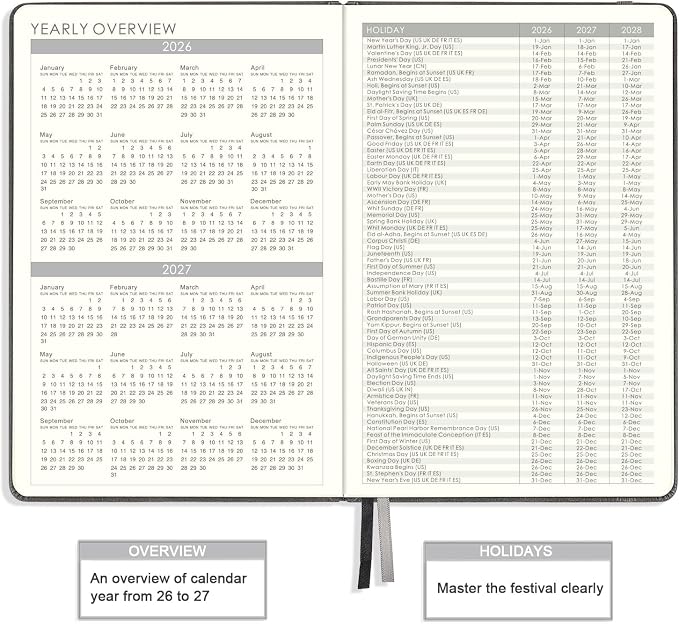 2026-2027 Planner - 5.75" X 8.25", JUL. 2026 - JUN. 2027, 2026-2027 Weekly & Monthly Planner with Calendar Stickers, Premium Thicker Paper, Pen Holder, Inner Pocket and 44 Notes Pages - Gray