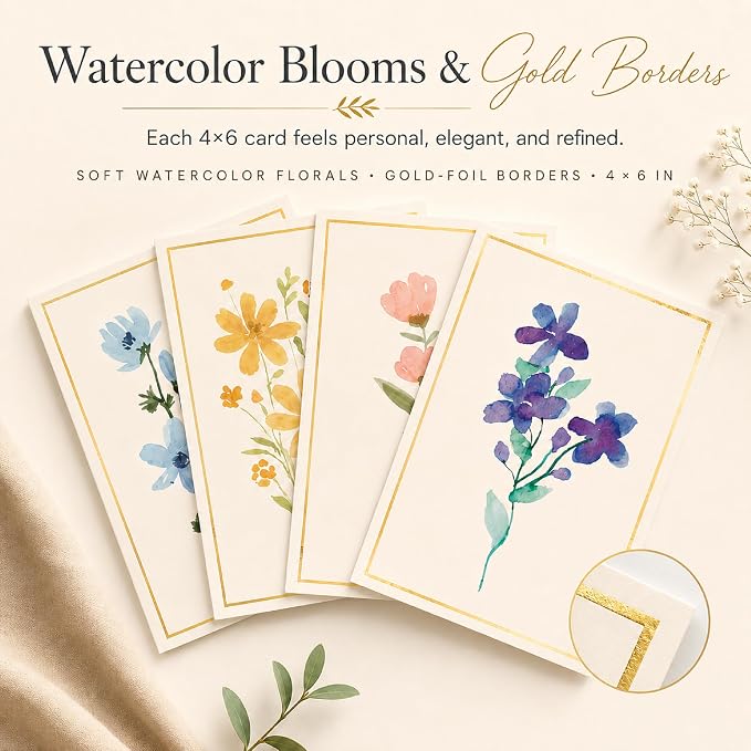 30 Premium Blank Cards with Envelopes & Stickers, 4x6 Inches | Elegant Floral Designs, Versatile and Blank Inside, Organized and Gift-Ready, Perfect for Any Occasion