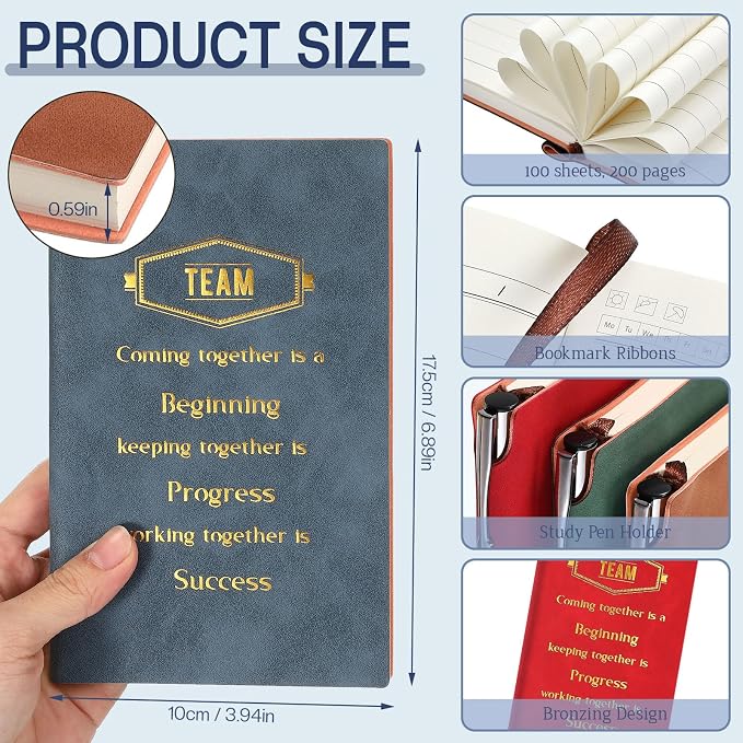 Colarr 40 Pcs Appreciation Gifts Bulk Inspirational PU Leather Notebook Journal & Pen Set Thank You Gifts for Staff, Employees, Coworkers, Nurses(Fresh Colors,Team)