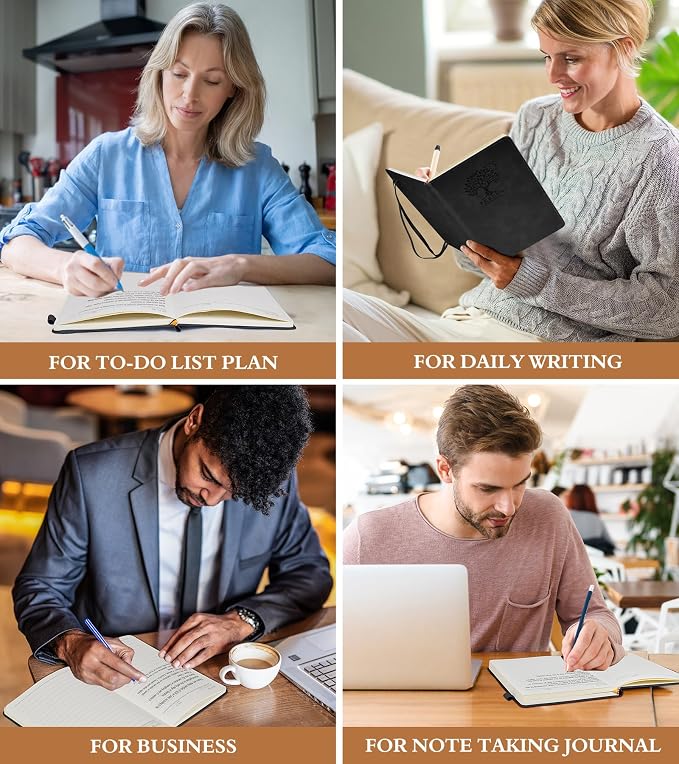 PERCUN Lined Journal Notebook 200 Pages Hardcover Leather Journal 5.9"x8.5" | A5 writing journal for women, men, business, travel, school, college ruled pages, daily diary