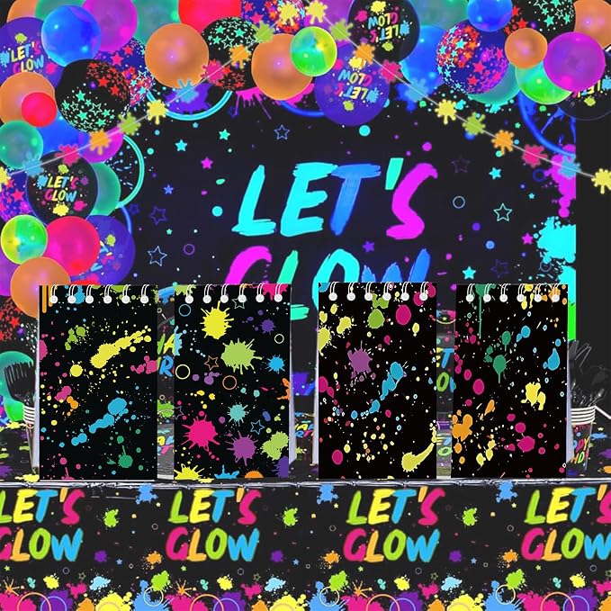 24 Pcs Mini Neon Notepads Glow Party Theme Small Notepads Glow Party Spiral Pocket Notebook Fun Coil Mini Notepad Neon Birthday Party Supplies 4 Styles
