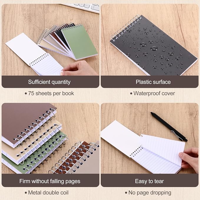 Leelosp 40 Pcs Small Spiral Notebooks 3 x 5 Inch, Pocket Memo Notepads with 75 Sheets Each, Mini Top Spiral Pads for Back to School Supplies Notes, Office Team, Nurses, Care Packages (Retro Color)