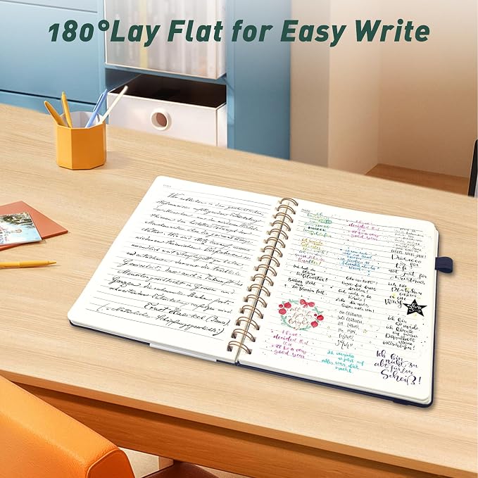 LEAGIM Lined Spiral Journal Notebook for Women & Men, College Ruled Hardcover Notebook for Work & Note Taking, Journals for Writing, 100 GSM, Business, School, 140 Pages, A5(5.8"x8.5") - Dark Green
