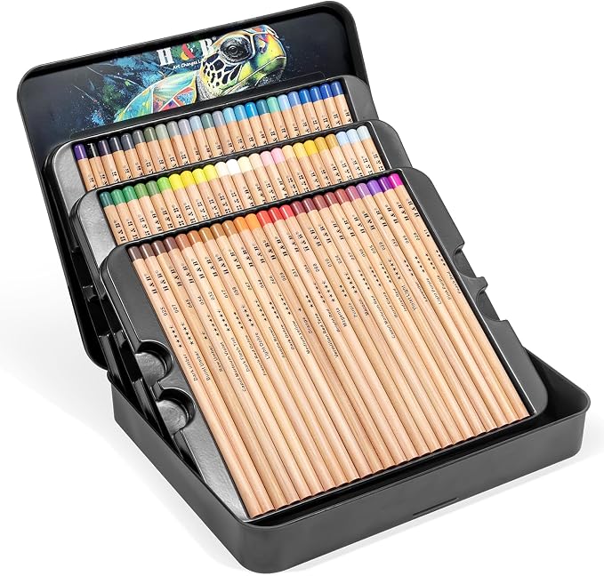 H & B 72 Pasteltint Chalk Pastel Colored Pencils Set for Adults & Artists | Soft, Vibrant, Artist-Grade Colors in Durable Tin Case | Ideal for Professional Drawing, Sketching, Coloring & Blending