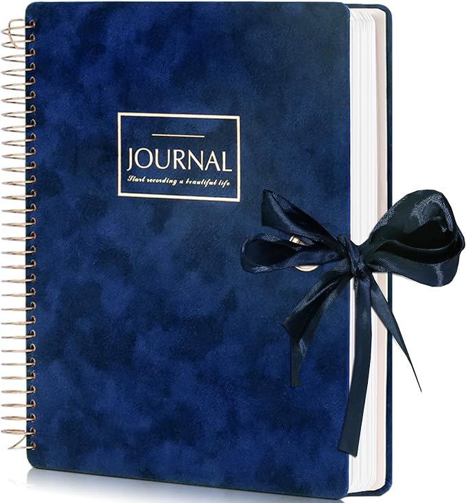 Flying Eagle Spiral Notebook, Velvet Hardcover, 8.5 x 11 in, Blue | 300 Lined pages, Vintage Journal for Women & Men, Comes with Premium Gift Box for Writing