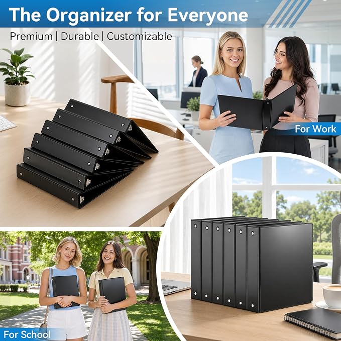 SUIN 1.5-Inch 3-Ring Binders with 2 Interior Pockets, Premium Clear View Presentation Binder Holds 325 Sheets Letter Size, Office School Home,6 Pack
