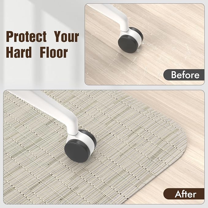 Blvornl Office Chair Mat for Hardwood Floor and Low Pile Carpet, 45" x 53" Desk Chair Protector, PVC Rug for Office Home, Light Brown
