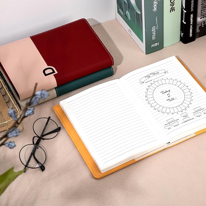 CAGIE Lined Journals for Writing, Two-Toned Hardcover Journal Notebook for Women, 256 Pages A5 Journal with 100GSM Thick Paper for Work Note Taking Diary, Refillable Design,8.6 x 5.7 Inch, Red | 256 Pages, 100gsm Thick Paper, Refillable, Two-Toned Hard...