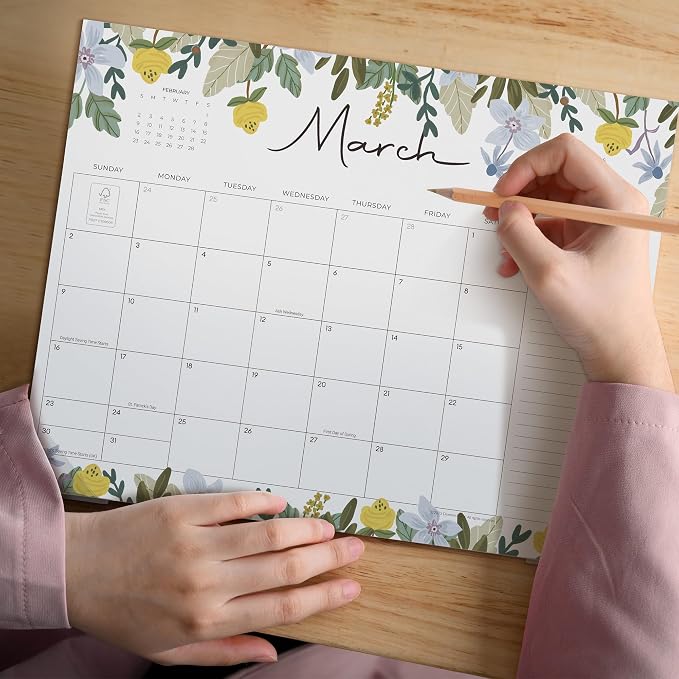 Desk Calendar 2026, Dexmon Desk Pad Calendar 15 x 12 Inch 12 Months Runs From July 2026 to June 2027, Floral Design Calendar 2026 for Home School and Office