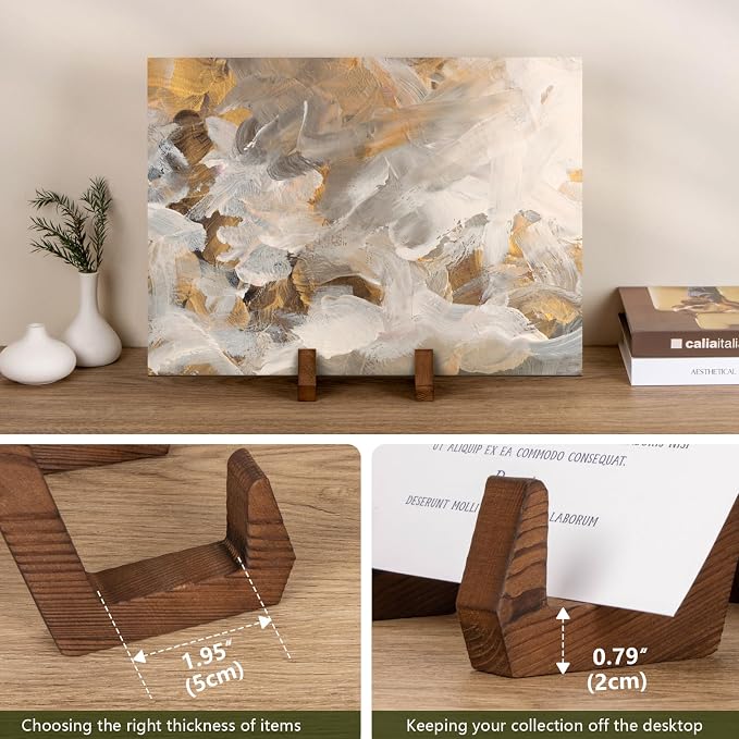 ANBOXIT Plate Display Stand, 3 Pack 8 Inch Plate Holder for Displaying, Decorative Picture Frame Dish Photo Plaque Platter Wood Stand | Decorative Plate Stand for Picture Frame Dish Photo Plaque Platter Wood Stand