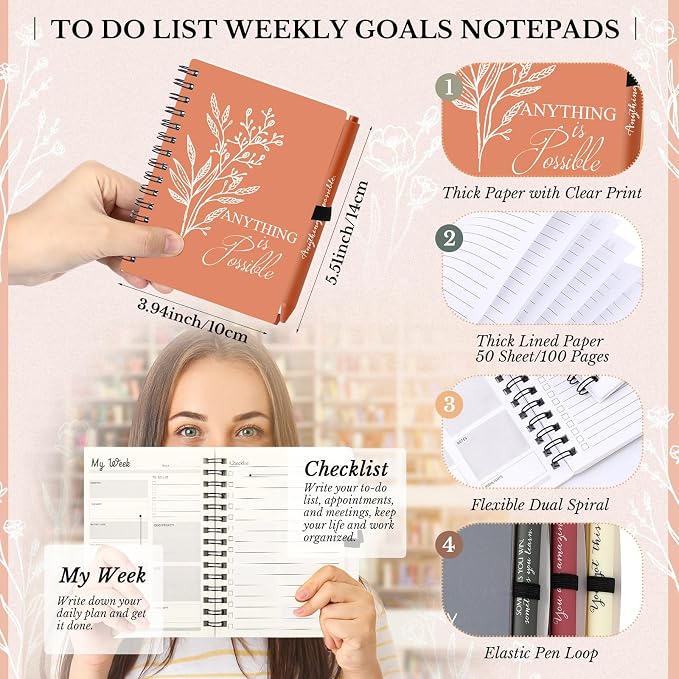 Resurhang 40 Pcs 20 Sets Inspirational Small Spiral Notebooks Pens, Morandi | Back to School Gifts for Teacher Students, Employee Appreciation Gifts Bulk, Mini Flower Pocket Journals, for Office Staff