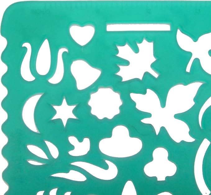 Set of 2 Plastic Stencil Art Templates Drafting Ruler with Various Cut Out Designs for Art and Craft Projects, Artistic Drawing, Tracing, Painting - Ideal for Professionals, Students and Kids