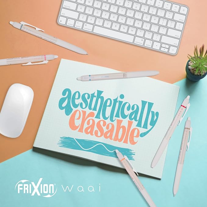 Pilot FriXion Waai Erasable Gel Pens, 8-Pack Pouch, Extra Fine Point 0.5 mm, Assorted Colors, FriXion Erasable Pens - For School, Journaling & Office Writing