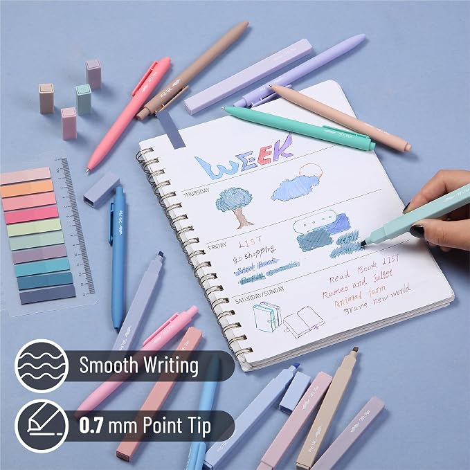 Mr. Pen- Aesthetic Highlighters and Gel Pens, 16 Pack | 200 Sheets Transparent Sticky Tabs, Fine Point 0.7mm