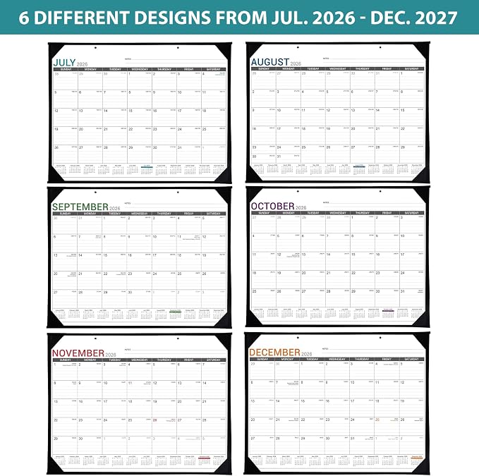 2026-2027 Desk Calendar - Roll Packaging Desk Calendar 2026-2027, Jul. 2026 - Dec. 2027, 22"x17" Desktop Calendar, Corner Protectors