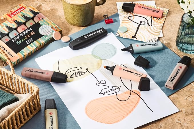 STABILO - BOSS ORIGINAL NatureCOLORS - Highlighter - Pack of 8 - Assorted colors