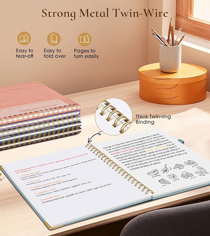 Blank Spiral Notebook Journal 8.5” x 11”, A4 Large Hardcover Sketch Book for Women Men, 100 GSM Blank Paper Drawing Notebook, Spiral Bound Sketchbook for Sketching School Work Note Taking, Blue